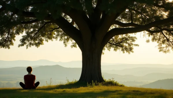 Person Meditating Under Oak Tree Midday
