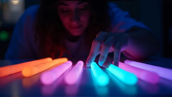 Person Reaching For Glow-In-The-Dark Sticks