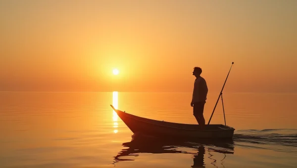 Person Silhouette on Wooden Boat at Golden Hour