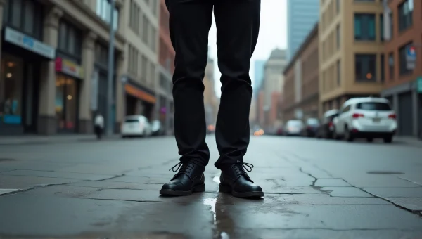 Person Standing on Cracked Sidewalk in Urban Setting