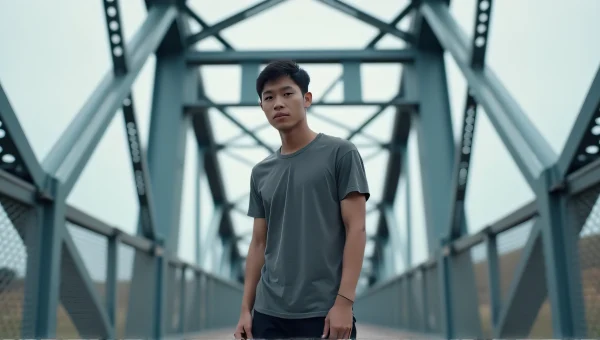 Person Standing Near Metal Bridge In Overcast Sky