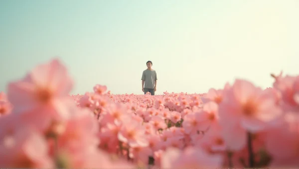 Person Surrounded By Pink Petaled Flowers