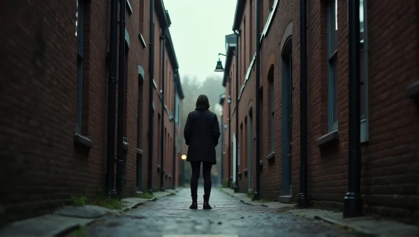 Person Walking Down Cobblestone Alley Between Houses