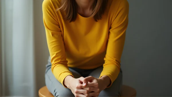 Person in Yellow Top Seated on Stool Portrait