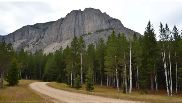 Pine Birch Trees Mountain Base Path Scenic View