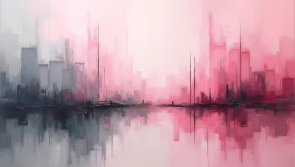 Pink Gray Abstract Art Geometric Organic Forms
