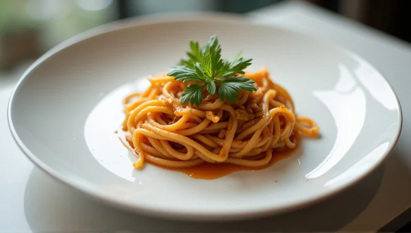 Plated Dish on White Ceramic Plate with Bokeh