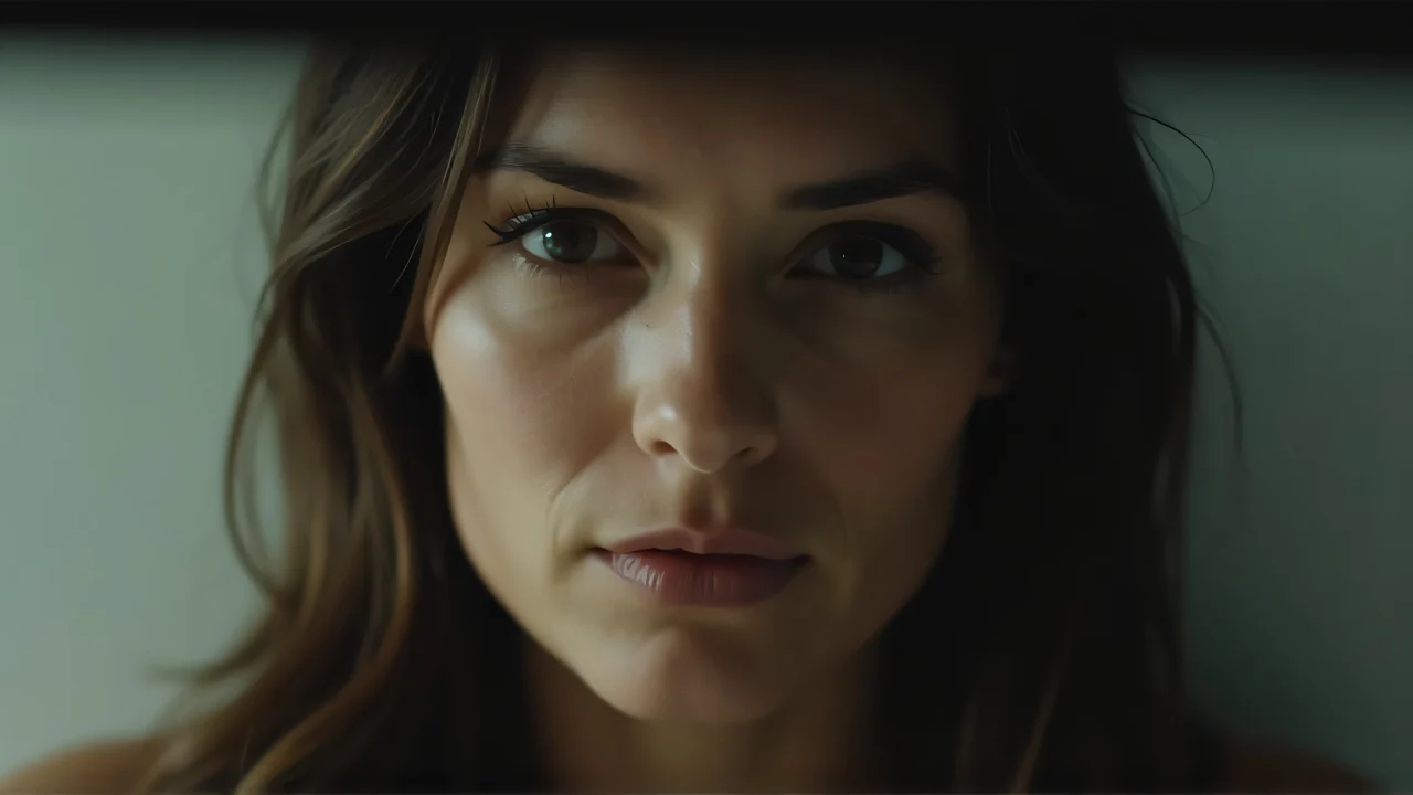 A three-quarter angle view of a face with soft lighting highlighting textured skin.