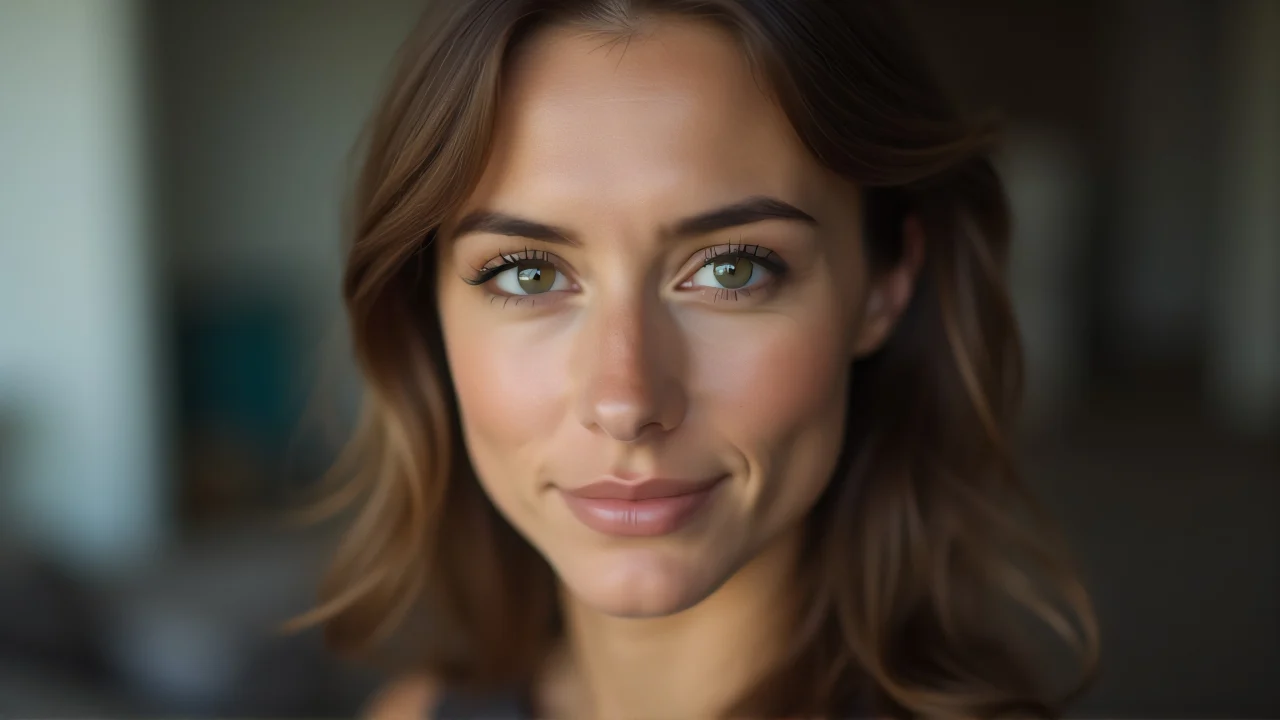 Close-up portrait highlighting a person's face with soft bokeh background.