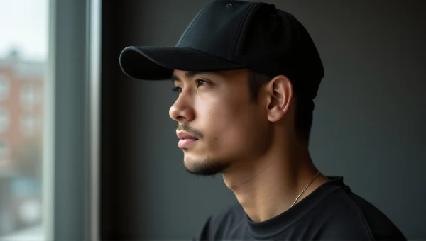 Portrait of Man in Black Cap with Urban Background