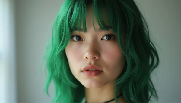 Portrait of Person with Green Hair Expression
