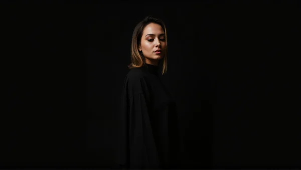 Portrait of Woman in Black Clothing Minimalist Style