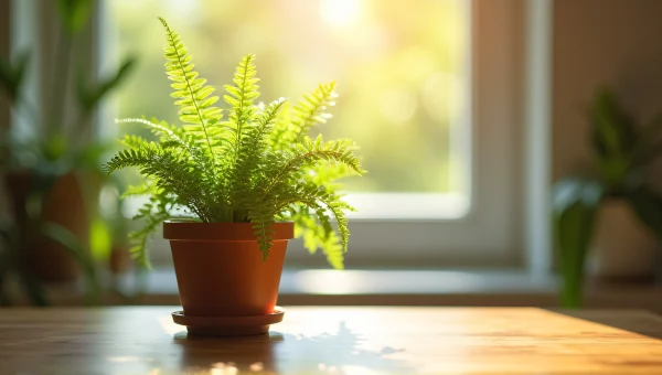 Potted Fern Plant by Sunlit Window