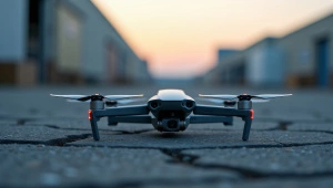 Quadcopter Drone On Cracked Asphalt Ground