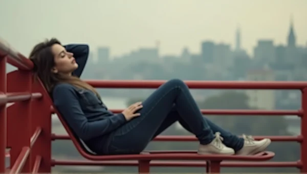 Reclining Figure Against Scarlet Railing Skyline