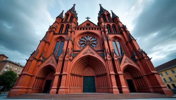 Red Brown Facade Historical Building View