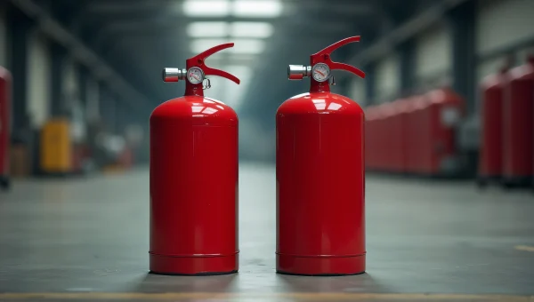 Red Fire Extinguishers Industrial Warehouse View