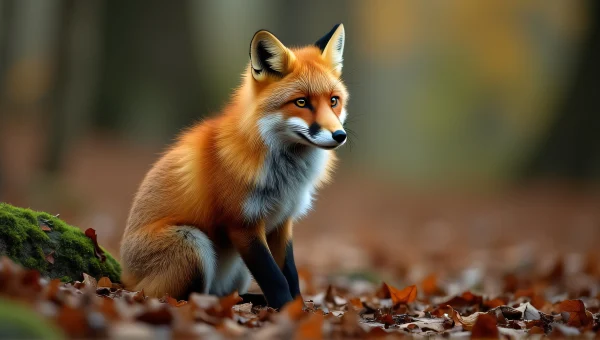 Red Fox On Forest Floor In Soft Morning Light