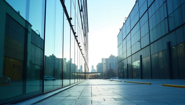 Reflective Glass Wall Building Urban Perspective