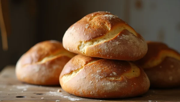 Ring-Shaped Loaves Stacked on Wooden Table