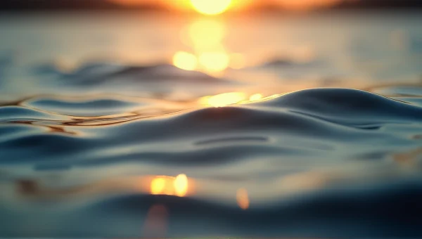 Rippling Water Surface Close-Up At Golden Hour