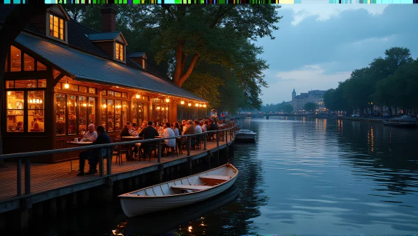 Riverside Restaurant Dusk Dining With Reflections