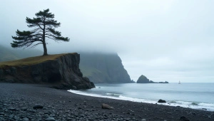 Rocky Cliff Overlooking Sea Under Cloudy Sky