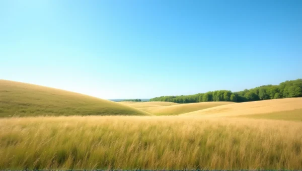 Rolling Hills Under Clear Blue Sky Landscape