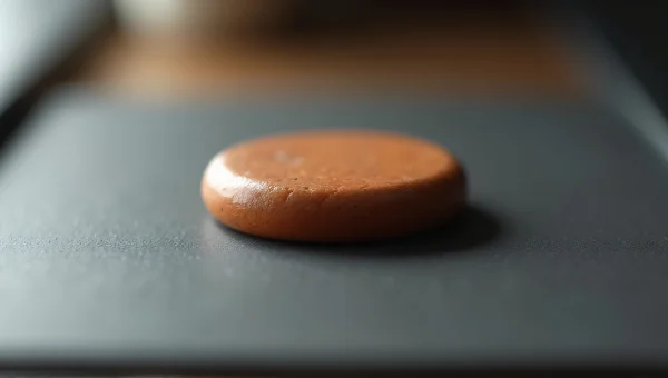 Round Brown Accessory On Matte Surface Close-Up