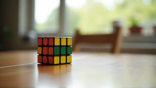 Rubik's Cube Close-Up image On Wooden Table