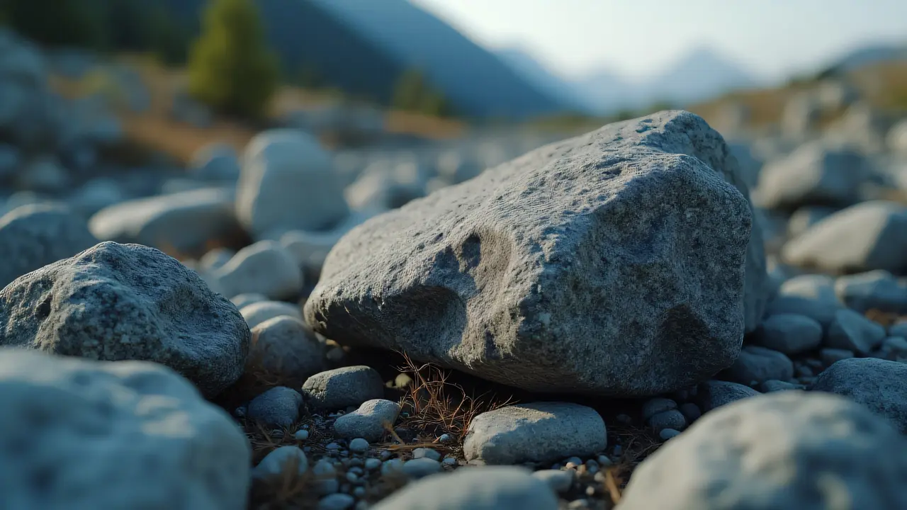 Close-up view of a rugged boulder showcasing its sharp textures in natural light.