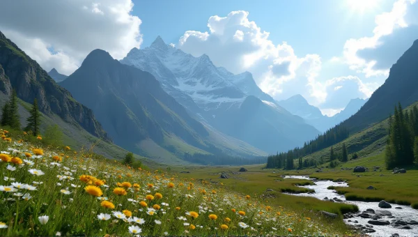 Rugged Mountain Range Under Bright Midday Sky