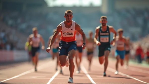 Runner Finishing Race with Determination and Speed