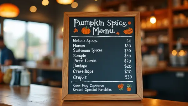 Rustic Café Pumpkin Spice Menu Close-Up