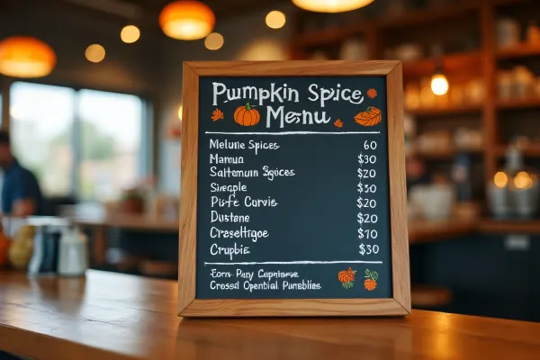 Rustic Café Pumpkin Spice Menu Close-Up