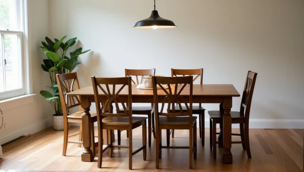 Rustic Wooden Dining Set With Farmhouse Table