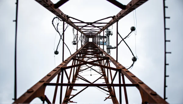 Rusty Metal Communications Tower Overcast Sky