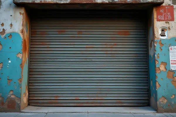 Rusty Roll-Up Door In Urban Alley Texture