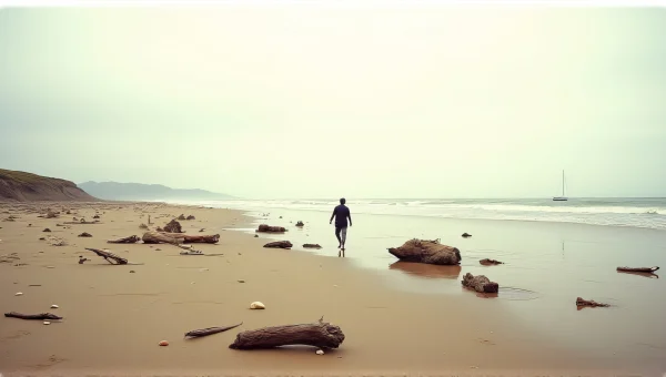 Sandy Beach Low Tide Solitary Walk Reflection