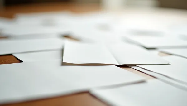 Scattered White Book Pages On Wooden Table