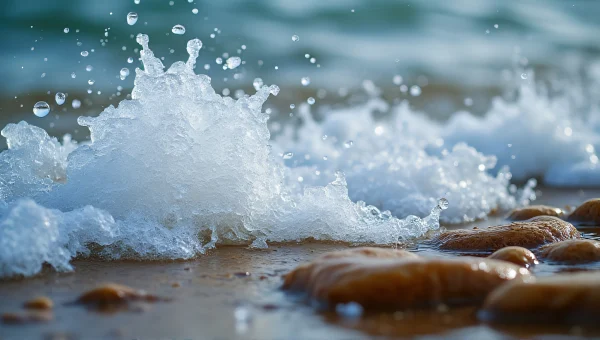 Sea Water Splashing Against Brown Stone Shore