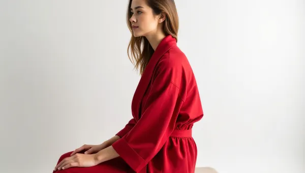 Seated Woman in Red Robe Relaxing Pose