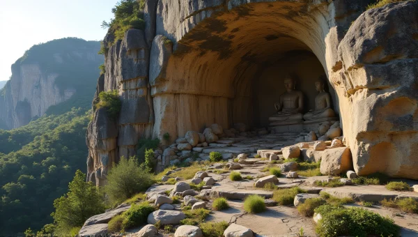 Secluded Cliffside Buddha Relief Rock Formation