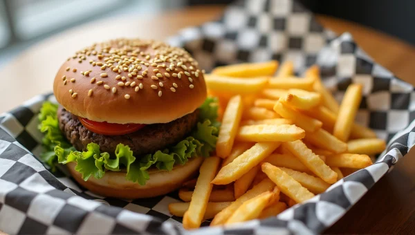 Sesame Seed Hamburger With Crinkle-Cut Fries