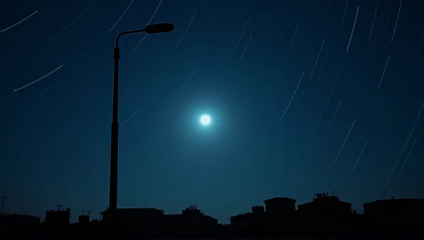 Silhouette Street Lamp Under Starry Night Sky