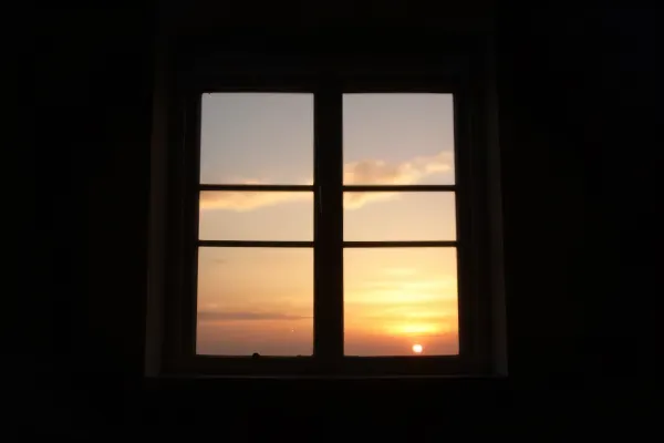 Silhouette Window Dawn Sky Framed Backlit Glass