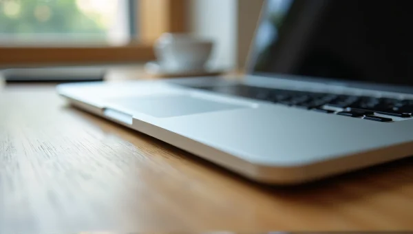 Silver MacBook Pro on Wooden Desk Close-Up