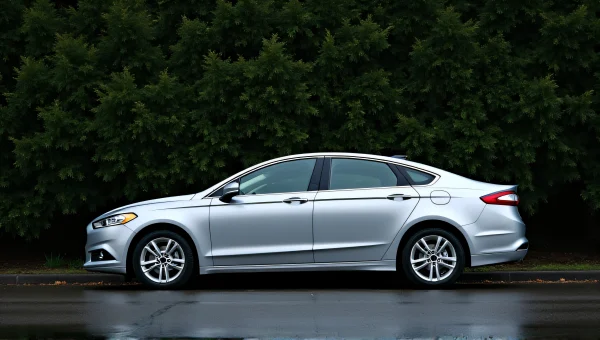 Silver Sedan Parked Beside Lush Green Foliage