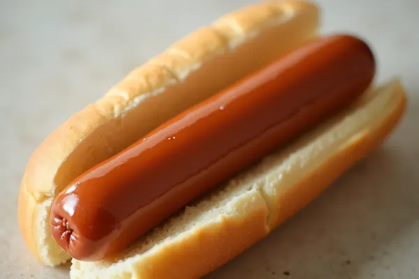 Single Hot Dog on Sandwich Bread Close-Up