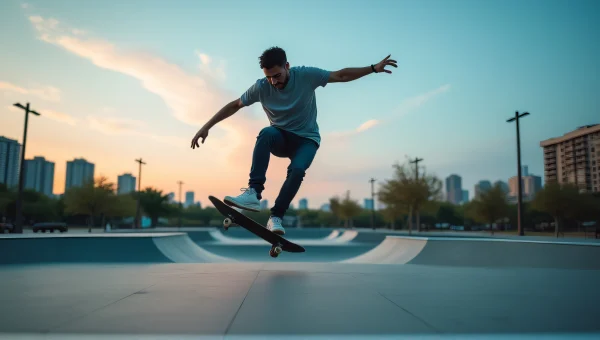 Skateboard Jump Urban Skatepark at Dusk